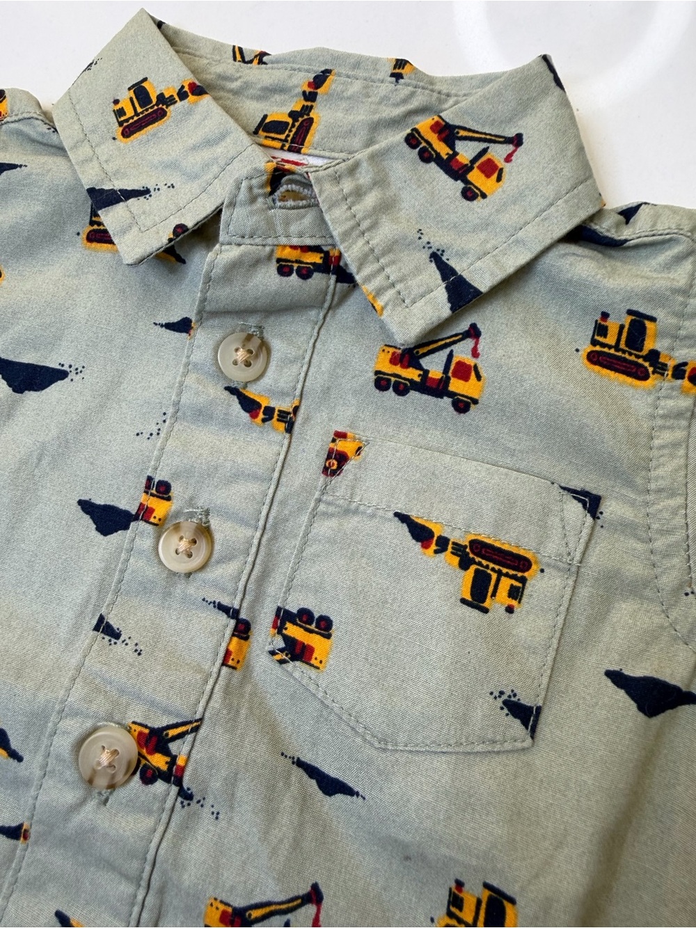 100% Cotton Wrangler Baby Boy 3M Construction Truck Button Down Romper